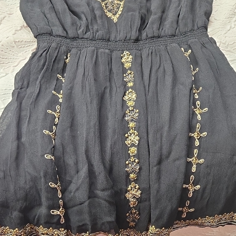 STUNNING Joie "Berline" Black Beaded Embellished Chiffon Dress - Picture 6 of 15